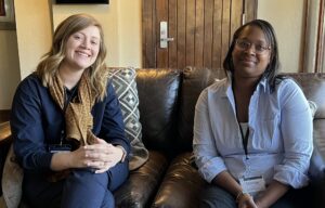 Serena (Banu) Gumusoglu, PhD meets with Marisa Long, MD, PhD (Faculty member)