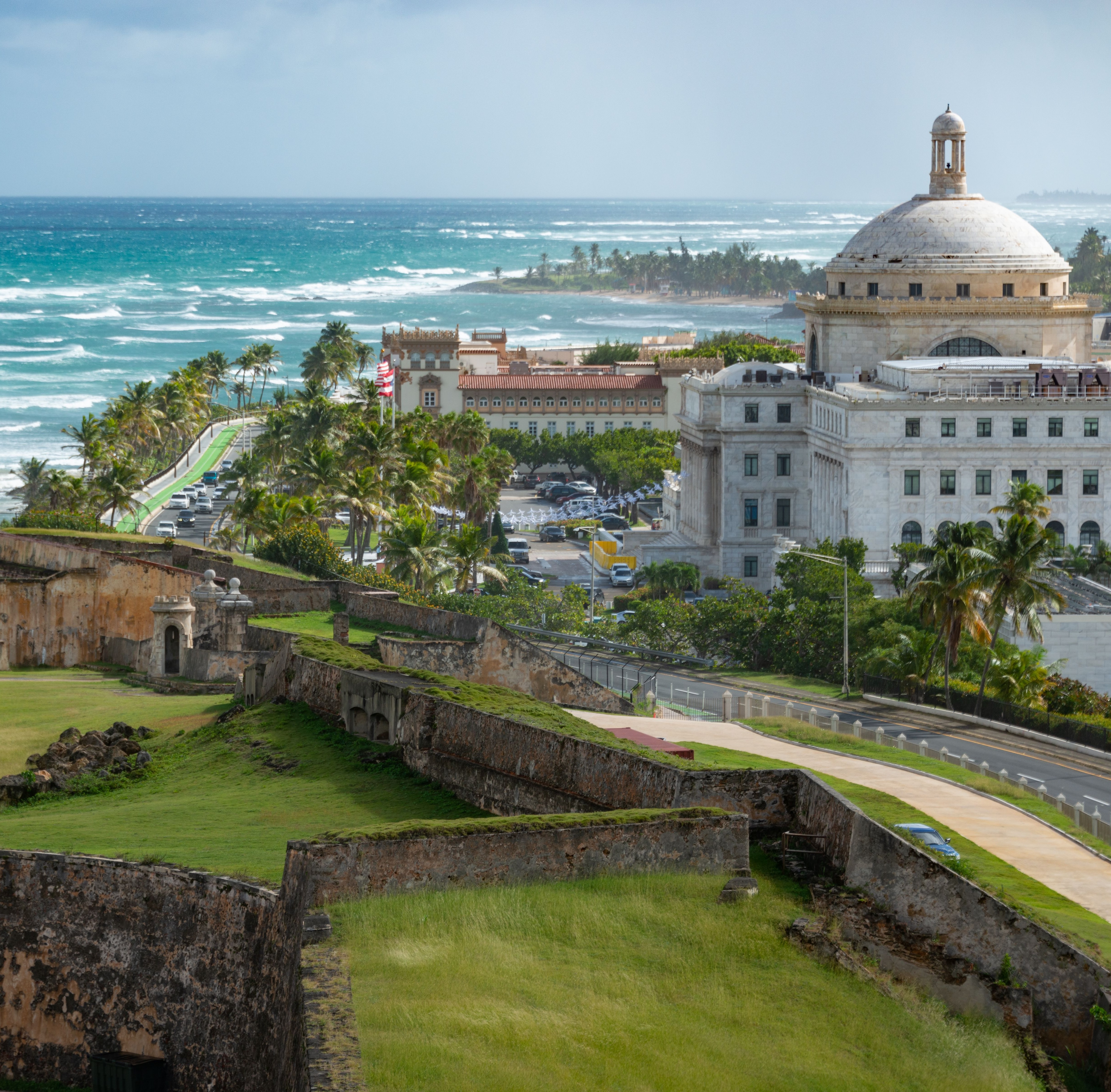 coastline view of the Puerto Rico with old architecture